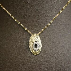 14KTT Gold & Genuine Diamond Pendant W/Cable Chain